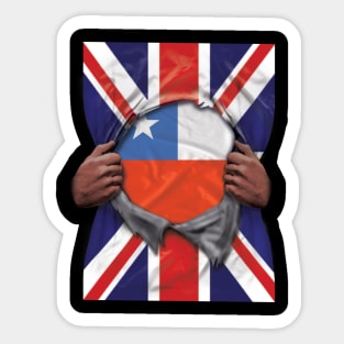 Chile Flag Great Britain Flag Ripped - Gift for Chilean From Chile Sticker